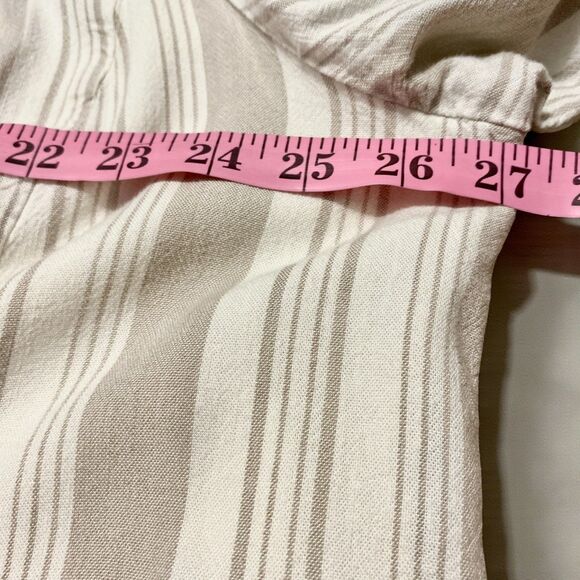 Torrid 3X  Plus Linen-Blend Blazer Jacket Beige Stripe Lined Pockets Fall Layers - Picture 5 of 8